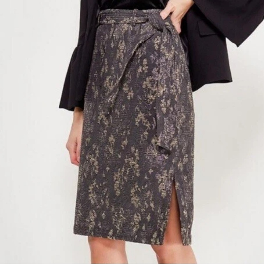 Banana Republic Women's Size 2 Metallic Jacquard Pencil Skirt Belt Office Career